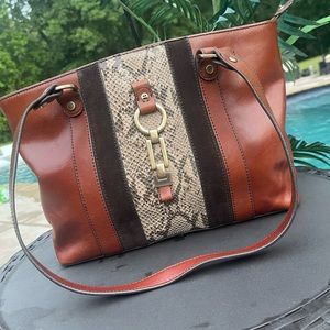 Etienne Aigner  Leather PVU SNAKESKIN Handbag EUC